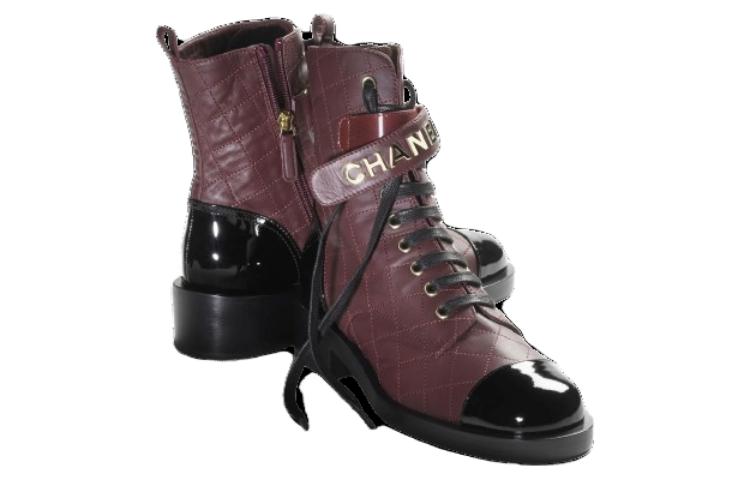 (W) Chanel Leather Boot 'Burgundy CMFT Block Heel' 圖 3