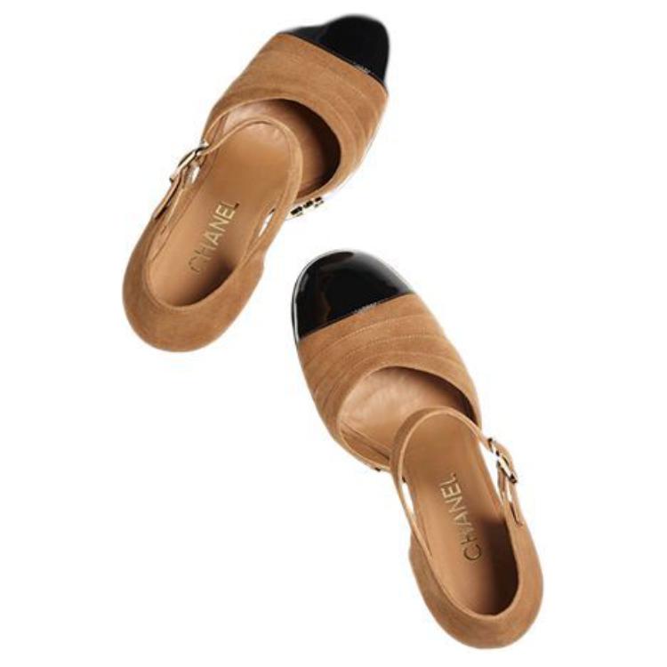 Lookbook (Women) Chanel Leather Buckle Block Heel 'Light Brown' G39972-Y56490-K5742