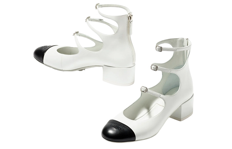 (W) Chanel Leather Buckle Chunky Heel 'White' 圖 3