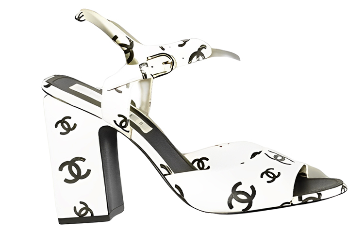 (W) Chanel Leather Buckle Round-Toe Block Heel Sandal 'White Fashion' 圖 2