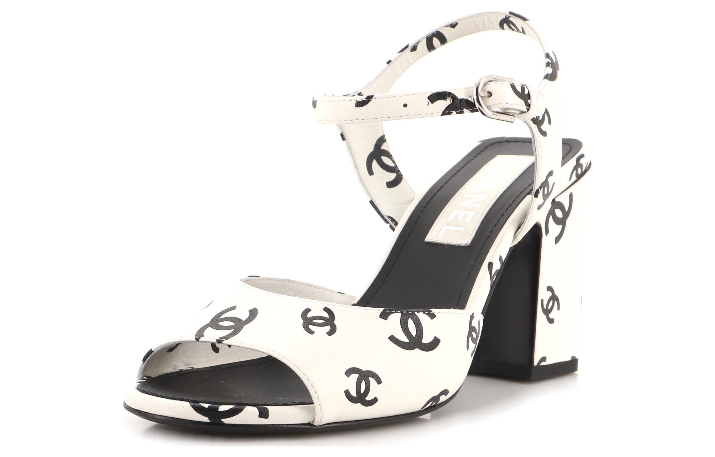 (W) Chanel Leather Buckle Round-Toe Block Heel Sandal 'White Fashion' 圖 3