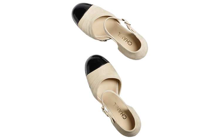 (W) Chanel Leather Color-Block Buckle 'White Chunky Heel' 圖 3