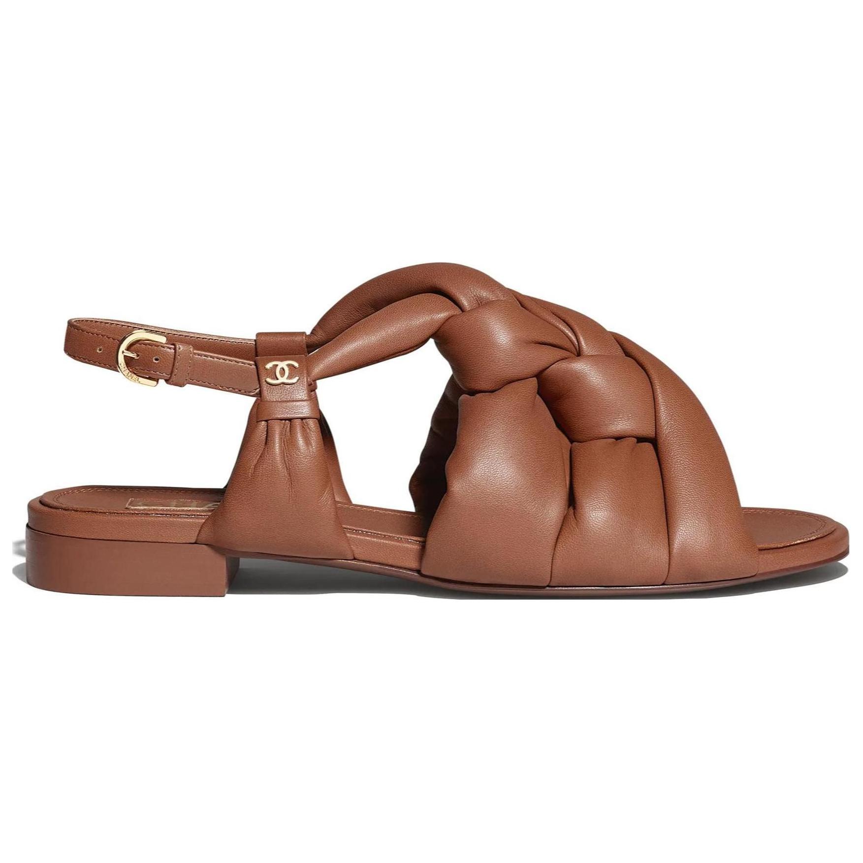 (W) Chanel Leather CMFTable One-Strap Sandals 'Tan' 圖 2