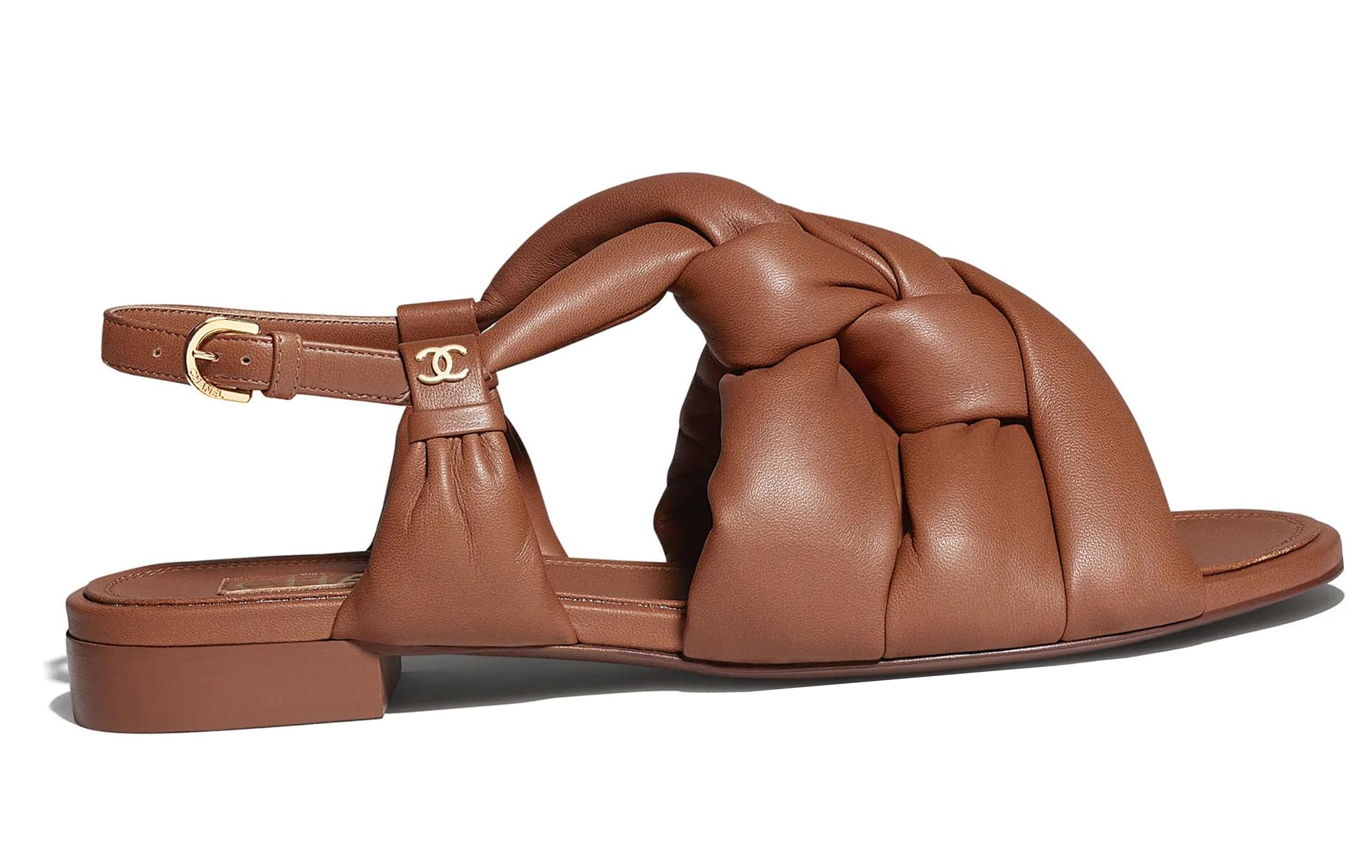 (W) Chanel Leather CMFTable One-Strap Sandals 'Tan' 圖 3