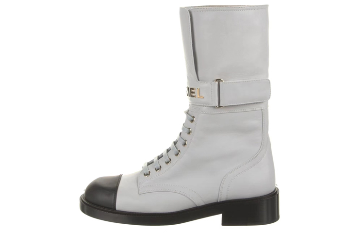 (Women) Chanel Leather Fashion Strap Ankle Boot 'Grey' G37808-X56315-K3246