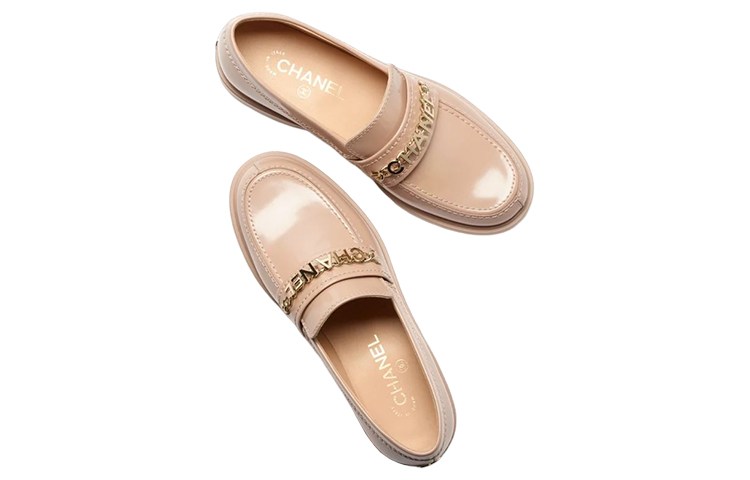 Shop (W) シャネル レザーフラット「ファッションロゴ」ライトブラウン G37430-X56161-0Q350