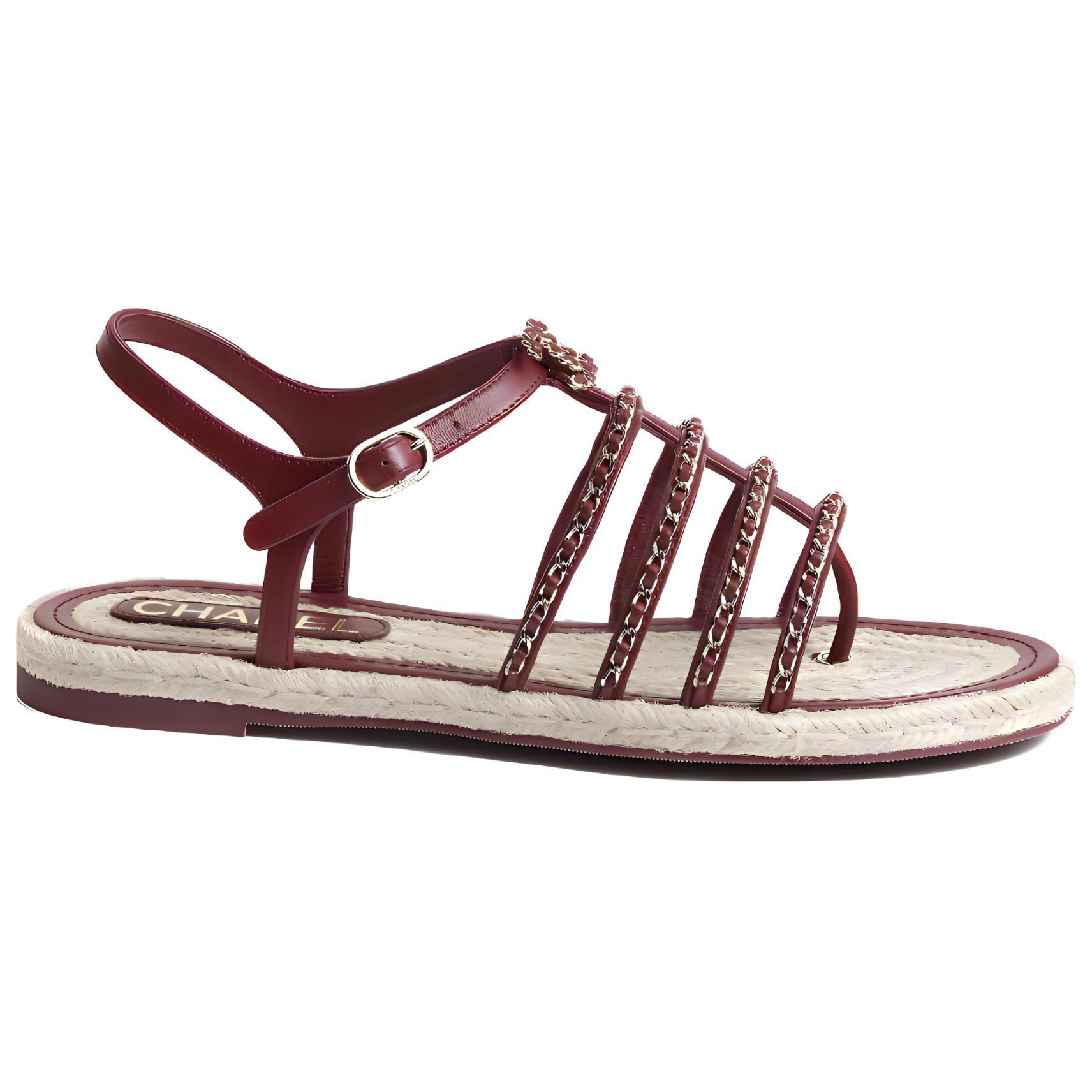 Order (W) Sandal Slide Terbuka Kulit Chanel 'Burgundy' G45050-X01000-NR469