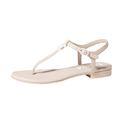 (W) Chanel Leather Flat Sandal 'Ivory White'