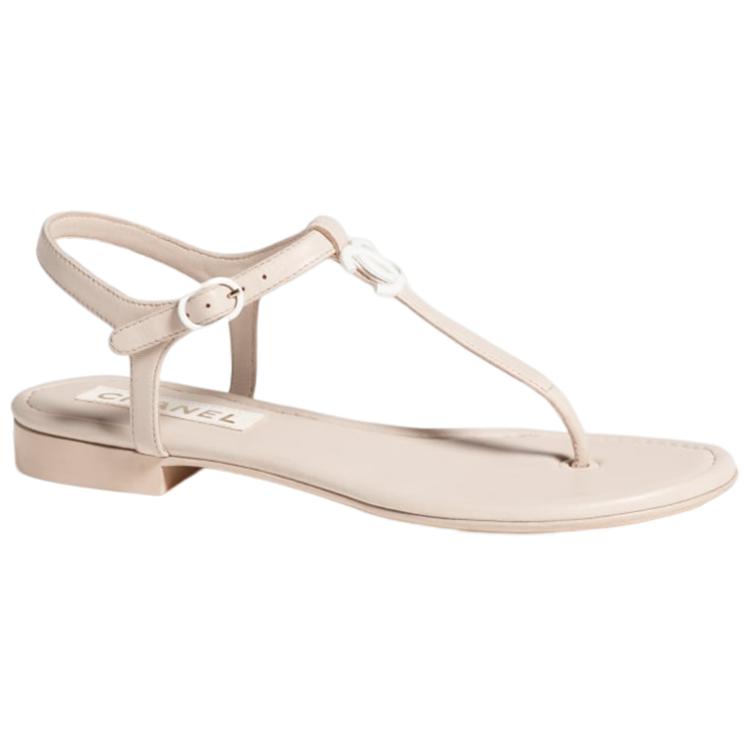 Order (W) 샤넬 가죽 플랫 샌들 '아이보리 화이트' G40018-X01000-0T118