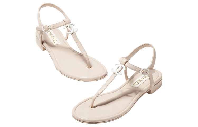 Lookbook (W) 샤넬 가죽 플랫 샌들 '아이보리 화이트' G40018-X01000-0T118