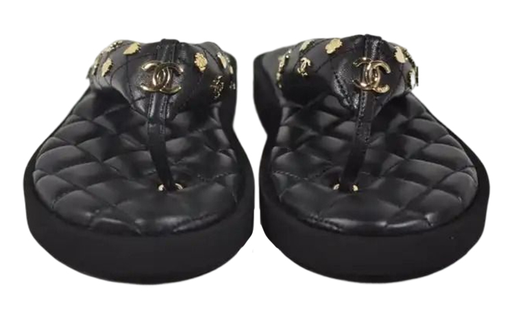 (W) Chanel Leather Flat Slide 'Fashion Black' 圖 4