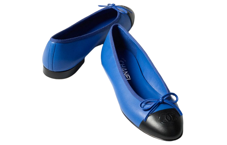 (W) Chanel Leather Flats 'Fashion Logo Blue' 圖 2