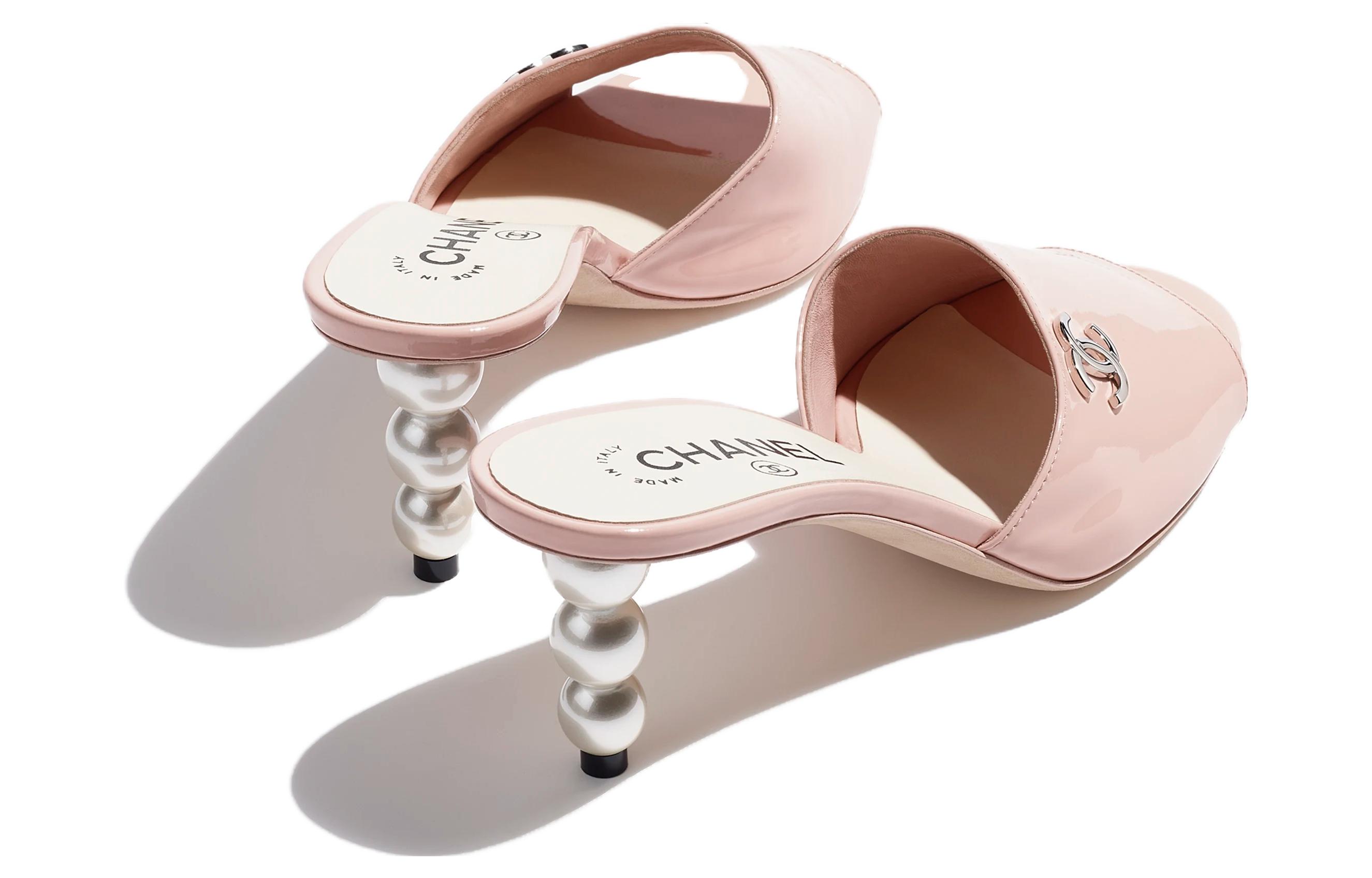(W) Chanel Leather High-Heel Slide Sandal 'Pink' 圖 3