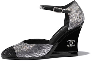 (Women) Chanel Leather High Heel 'Black' 'Classic Comfort Wedge' G37869-X56198-K2984 (Women) Chanel Leather High Heel 'Black' 'Classic Comfort Wedge' G37869-X56198-K2984
