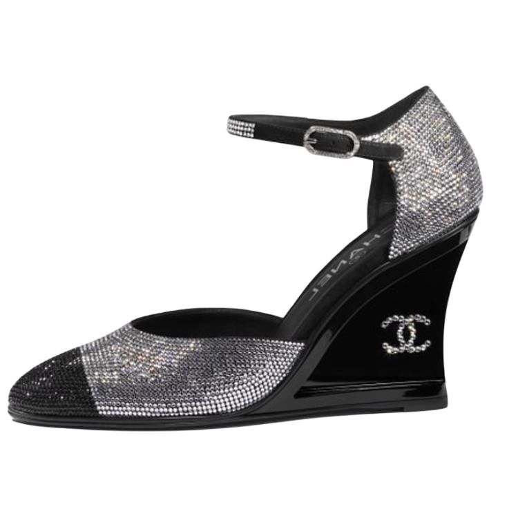 (Women) Chanel Leather High Heel 'Black' 'Classic Comfort Wedge' G37869-X56198-K2984