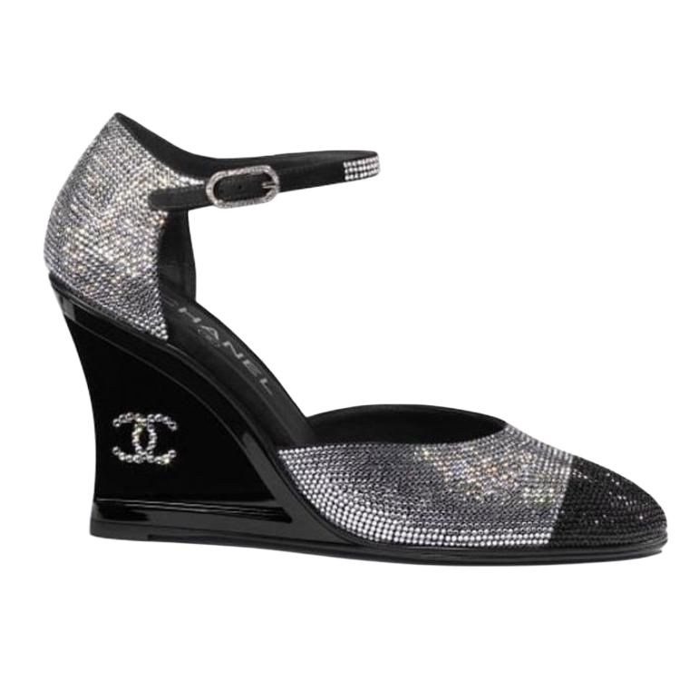 Order (W) Chanel Tacones de Cuero Negro 'Clásico Confort en Cuña' G37869-X56198-K2984