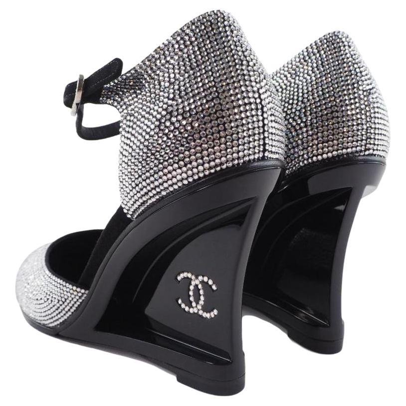 Shop (W) Chanel Tacones de Cuero Negro 'Clásico Confort en Cuña' G37869-X56198-K2984