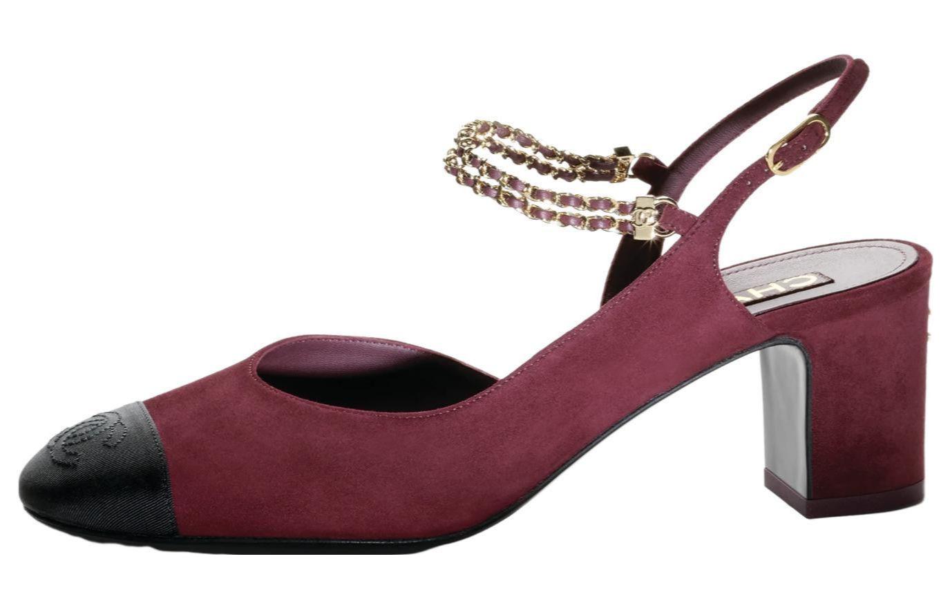 (W) Chanel Leather High Heels 'Red Black'