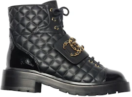 Order 香奈兒 CHANEL 皮革 時尚系帶 短靴 女款 黑色