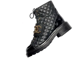 Purchase 香奈兒 CHANEL 皮革 時尚系帶 短靴 女款 黑色