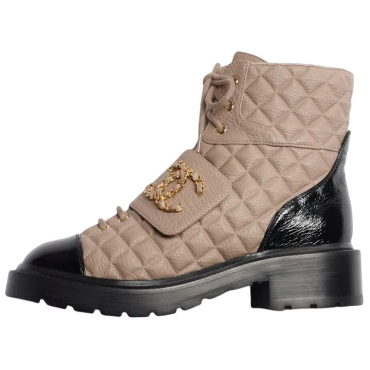 (Women) Chanel Leather Lace-Up Boot 'Deep Beige' G39516-Y56261-K5119