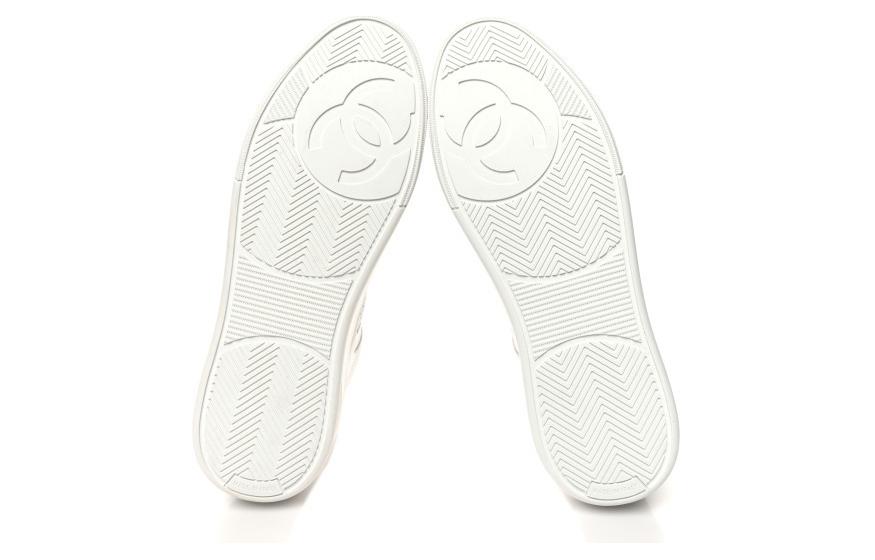 (W) Chanel Leather Lace-Up Mid-Top Sneakers 'White' 圖 5