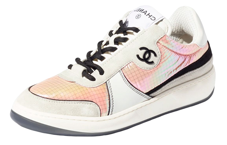 (W) Chanel Leather Light Grey 'Logo Fashion Sneaker'