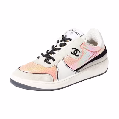 (W) Chanel Leather Light Grey 'Logo Fashion Sneaker'