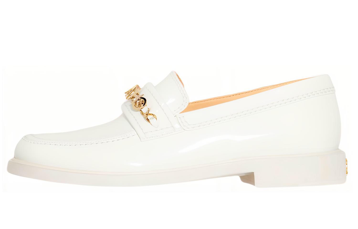 (W) Chanel Leather Loafers 'White'
