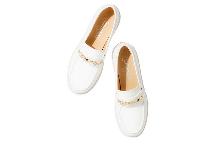 (W) Chanel Leather Loafers 'White' 圖 3