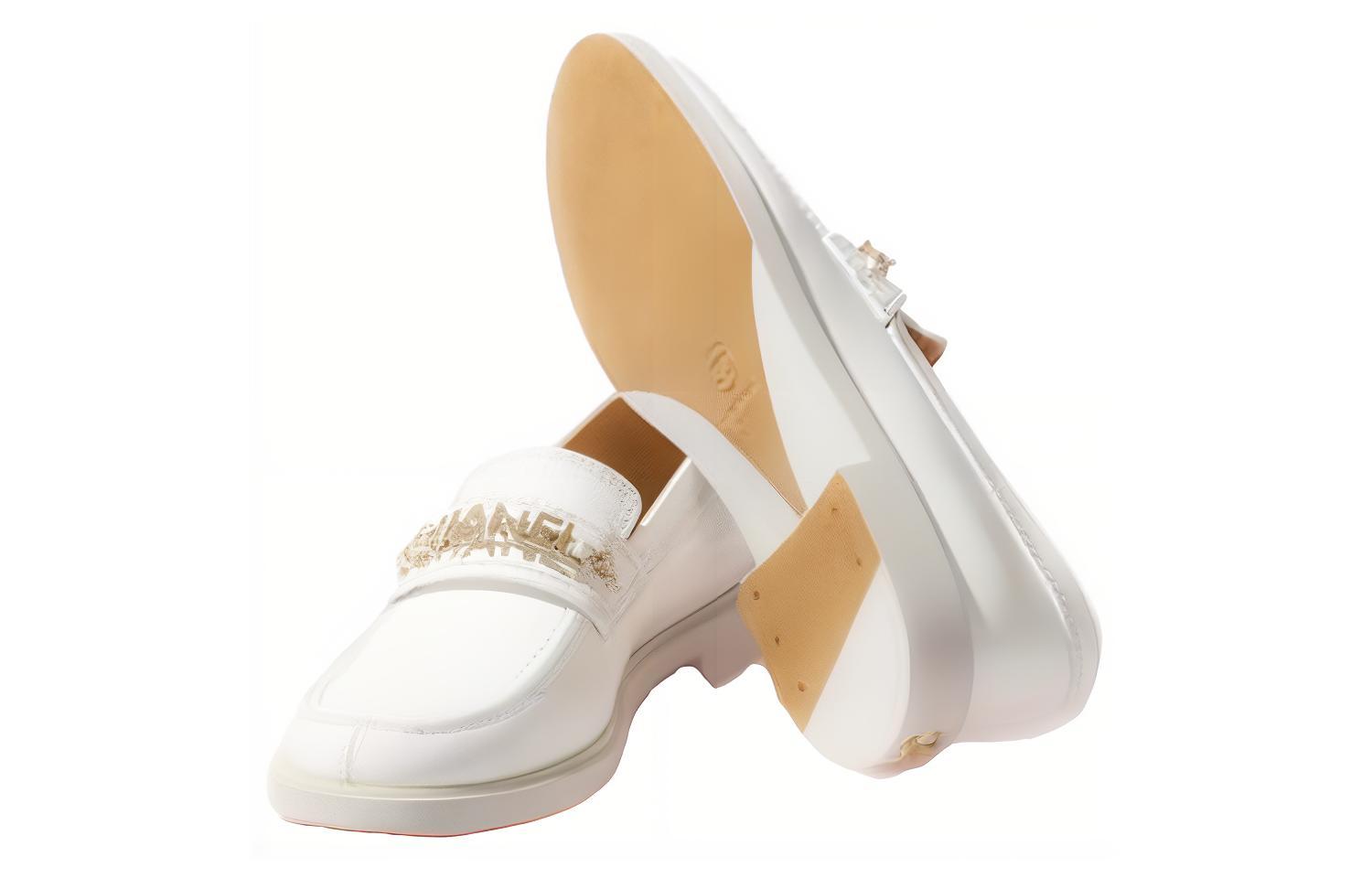 (W) Chanel Leather Loafers 'White' 圖 4