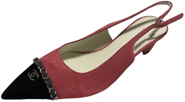 (Women) Chanel Leather Logo Pointed Toe Slingback Heels 'Red Black' G39643-Y56380-K5800 (Women) Chanel Leather Logo Pointed Toe Slingback Heels 'Red Black' G39643-Y56380-K5800