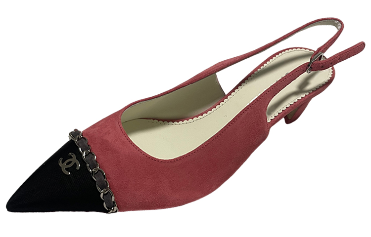 (Women) Chanel Leather Logo Pointed Toe Slingback Heels 'Red Black' G39643-Y56380-K5800