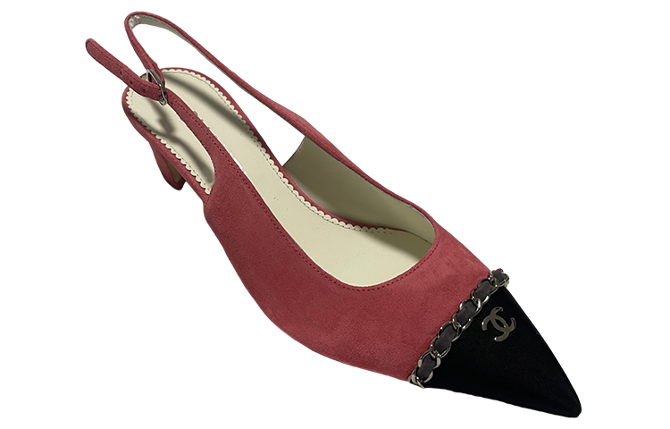 Lookbook (W) シャネル レザーロゴ ポインテッドトゥ スリングバック レッドブラック G39643-Y56380-K5800