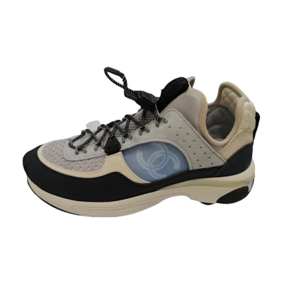 (W) Chanel Leather Low-Top Sneaker 'White Blue Black'