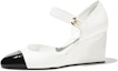 Buy (Women) Chanel Leather Low Wedge High Heels 'White Comfort' 7.5cm G45422-B15244-NU052