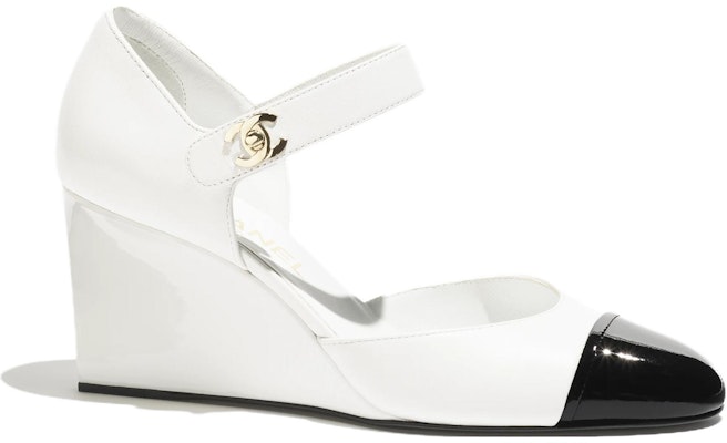 (Women) Chanel Leather Low Wedge High Heels 'White Comfort' 7.5cm G45422-B15244-NU052 Order (Women) Chanel Leather Low Wedge High Heels 'White Comfort' 7.5cm G45422-B15244-NU052