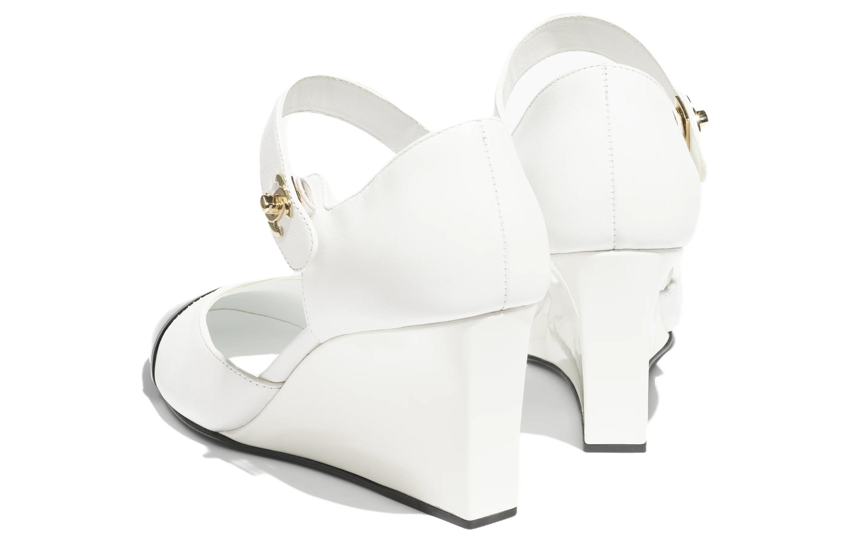 Lookbook (W) Chanel Zapatos de Tacón Bajo Cuña de Cuero 'White Comfort' 7.5cm G45422-B15244-NU052