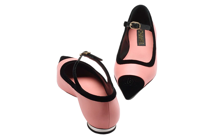 Shop (W) シャネル ピンク レザー メリージェーン フラット G39604-Y56201-K5196