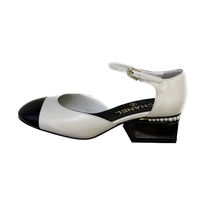 (W) Chanel Leather Mid-Heel White 'Fashion'