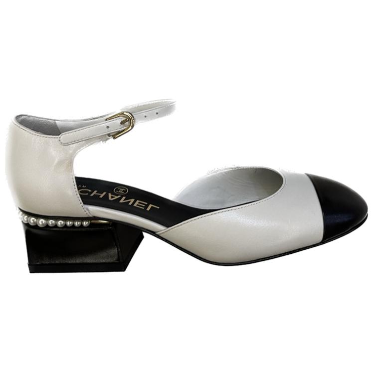 (W) Chanel Leather Mid-Heel White 'Fashion' 圖 2