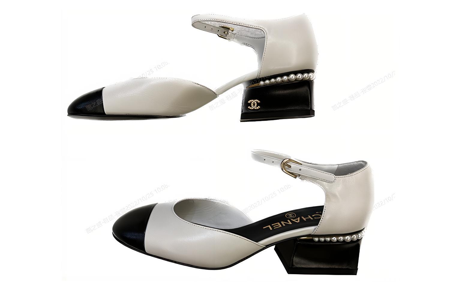 (W) Chanel Leather Mid-Heel White 'Fashion' 圖 3