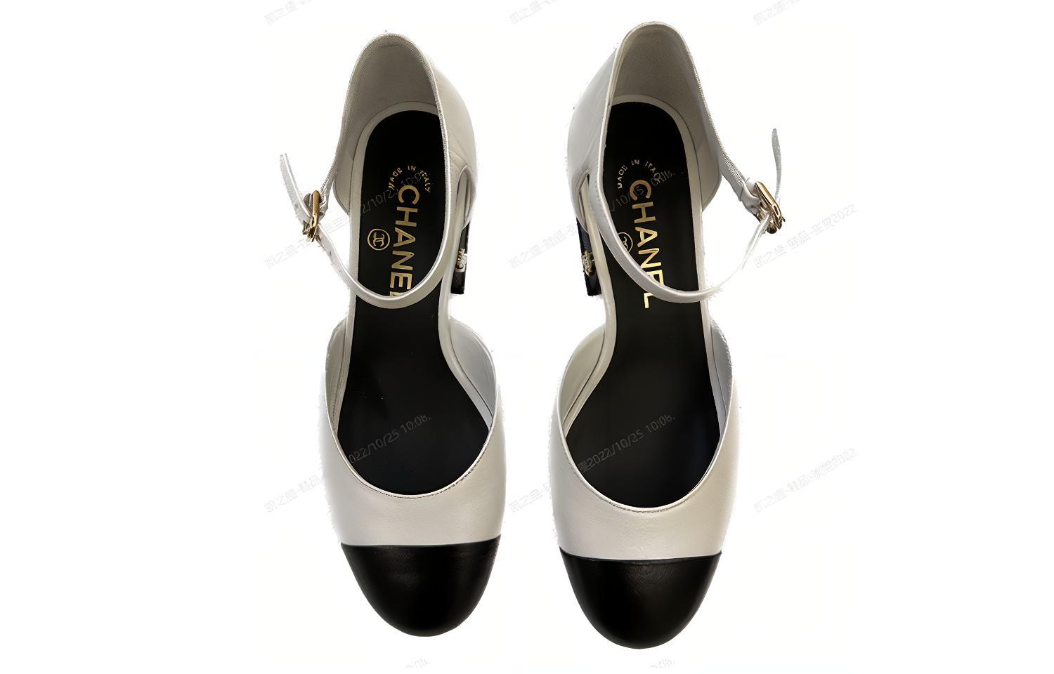 (W) Chanel Leather Mid-Heel White 'Fashion' 圖 4