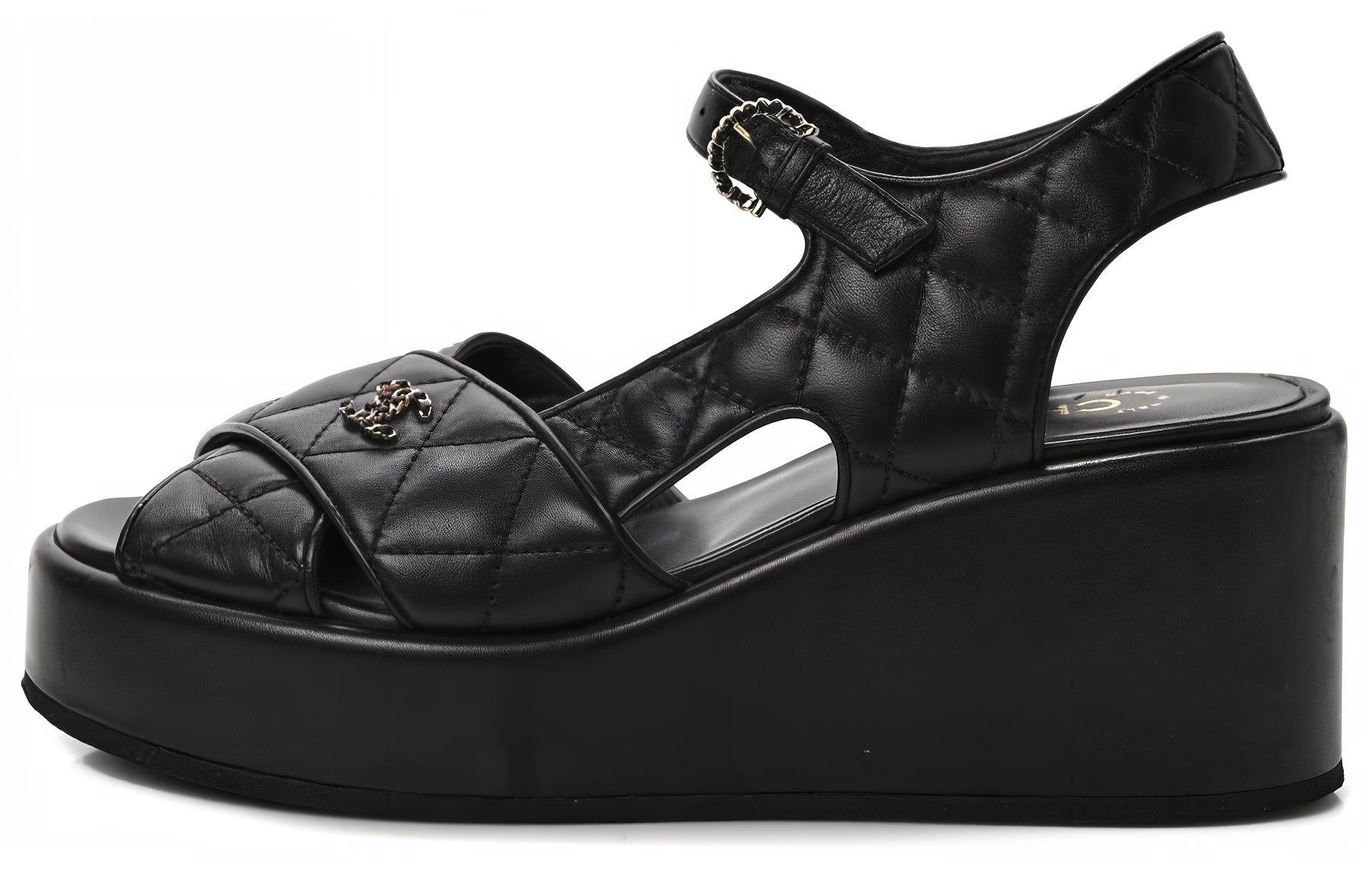 (Women) Chanel Leather Open-Toe Buckle Black 'Fashion Sandal Slide' G39918-X01000-94305