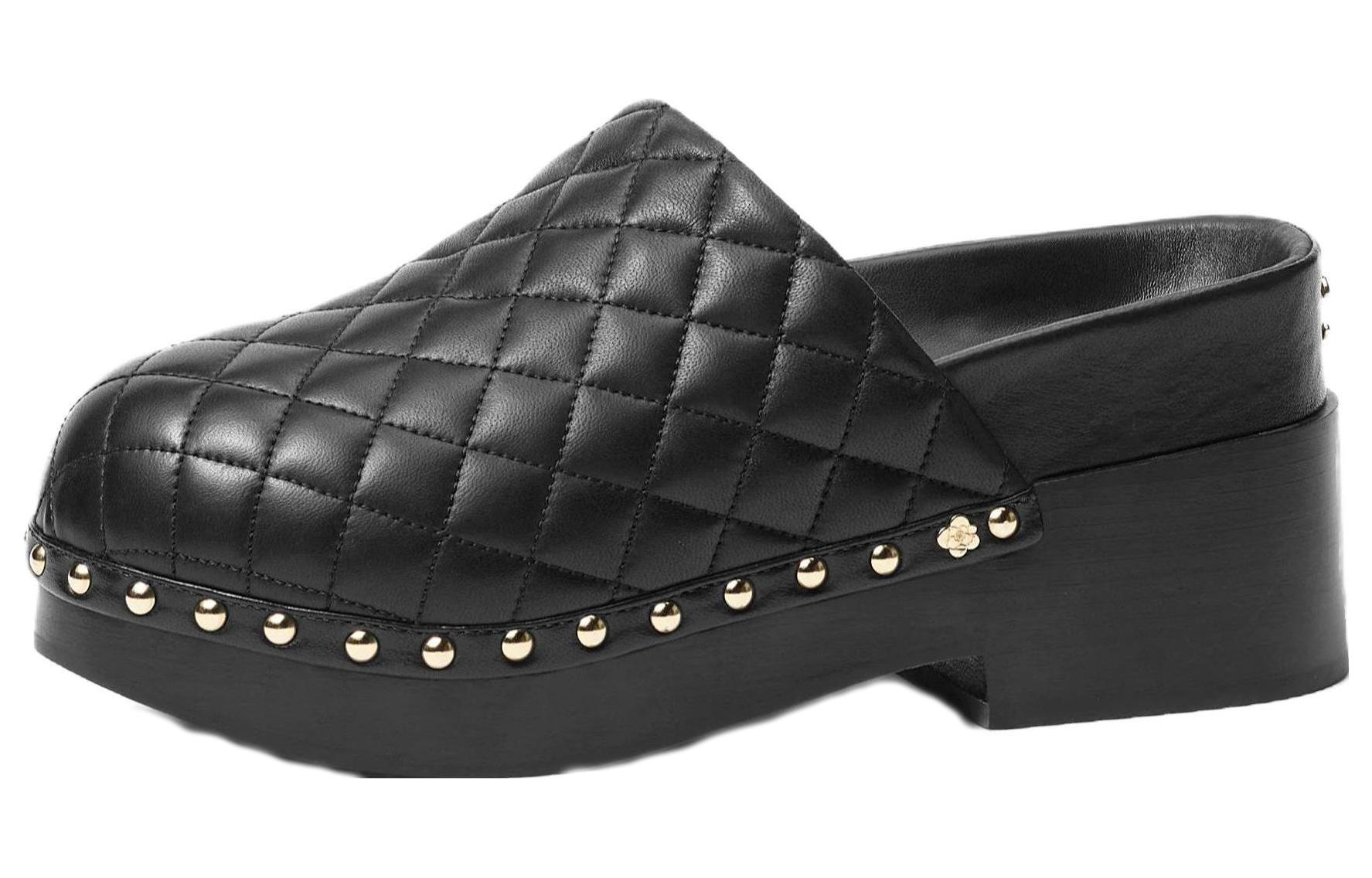 (Women) Chanel Leather Open-Toe Mule Slippers 'Black' G45067-X01000-94305