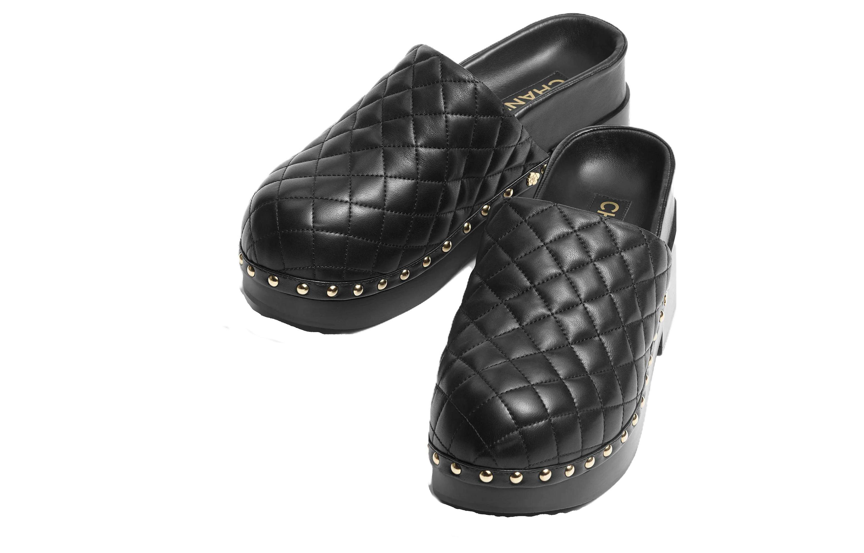 Order (W) Chanel Zapatillas Mule de Cuero Abiertas 'Negro' G45067-X01000-94305