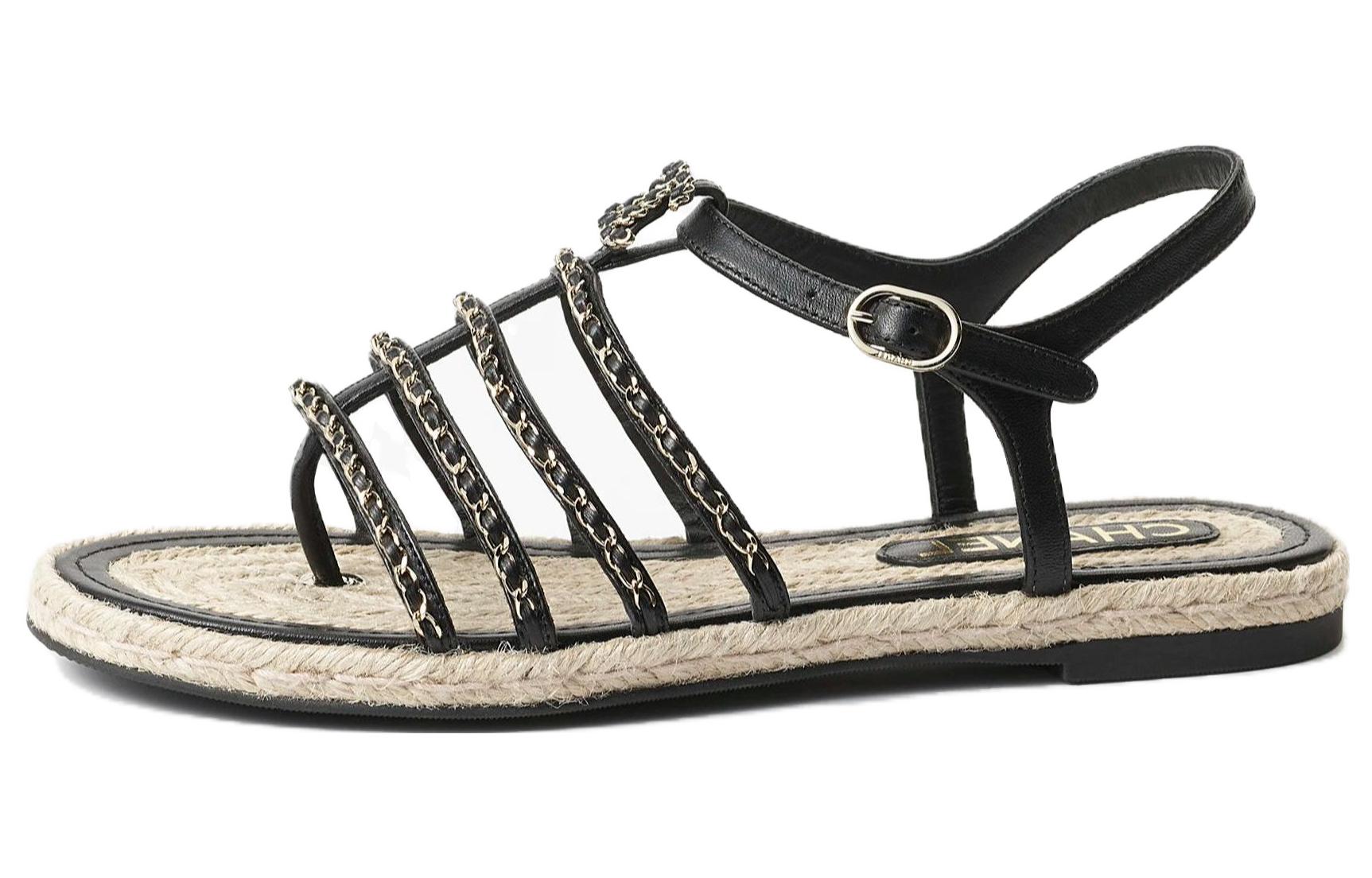 (Women) Chanel Leather Open-Toe Sandal 'Black' G45050-X01000-94305