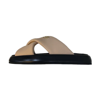 (W) Chanel Leather Open-Toe Slide 'Beige'
