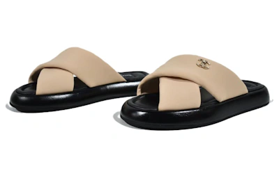 (Women) Chanel Leather Open-Toe Slide 'Beige'