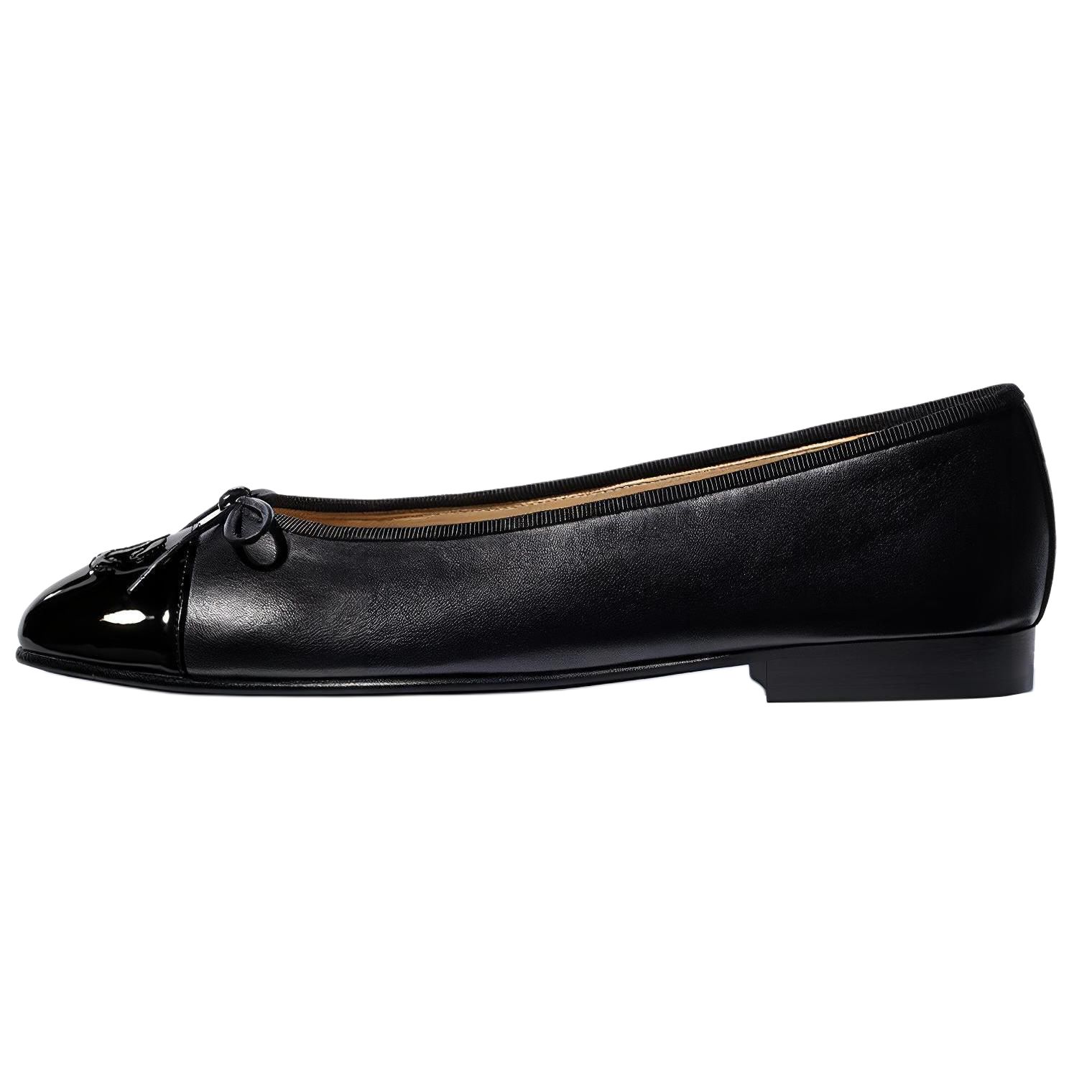 Buy (W) Chanel Zapato Plano de Cuero Charol 'Negro' G02819-Y01552-94305